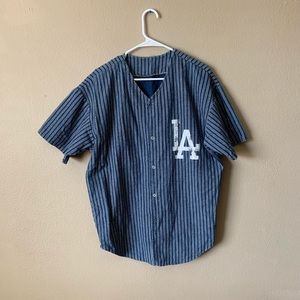 Oversized Chambray LA Dodgers Baseball Jersey